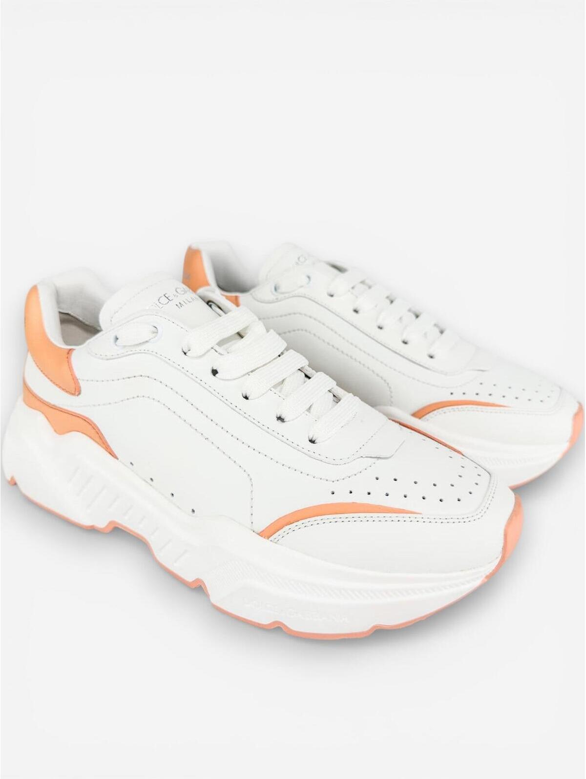 Dolce & Gabbana Daymaster White Peach Leather Sneaker Eu 40 Us 9 | New